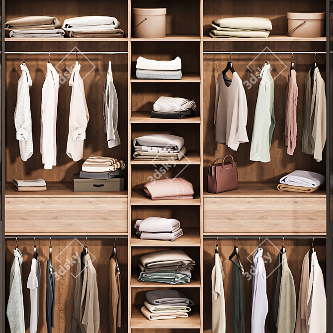 Modern Style Wardrobe with Decor 3D model image 7