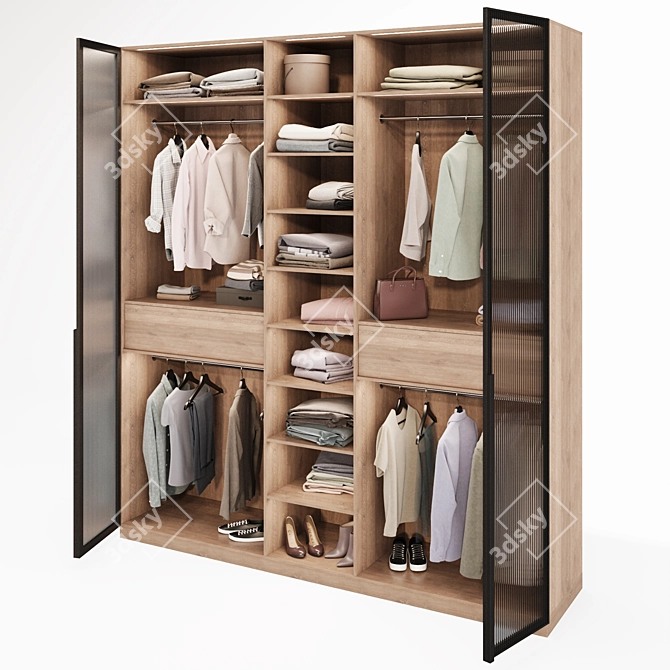 Modern Style Wardrobe with Decor 3D model image 3