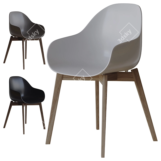 Elegant Wood Legs Chair Model 3D model image 2