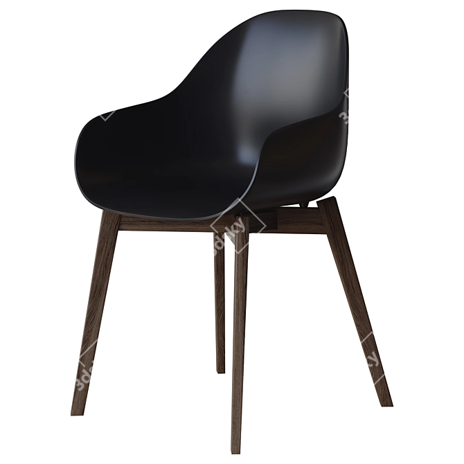 Elegant Wood Legs Chair Model 3D model image 3