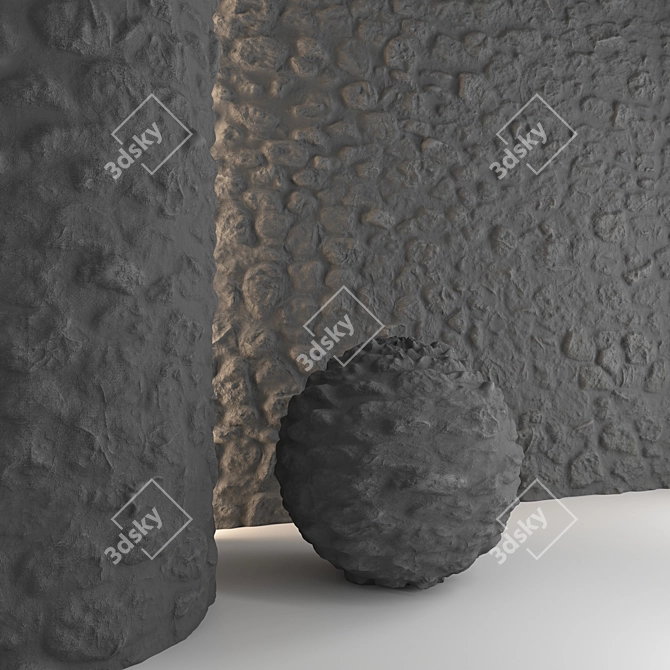 High-Quality Stone Wall Model 3D model image 4