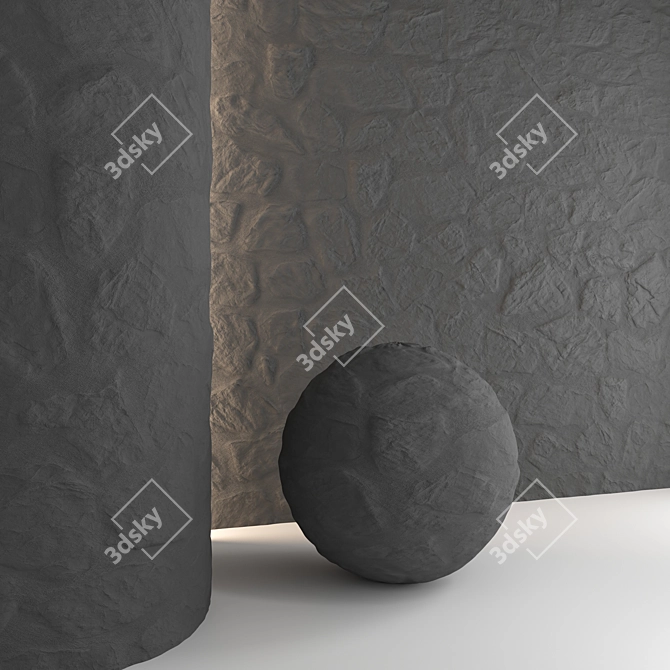 Stone Wall Textured 3D Model 3D model image 4