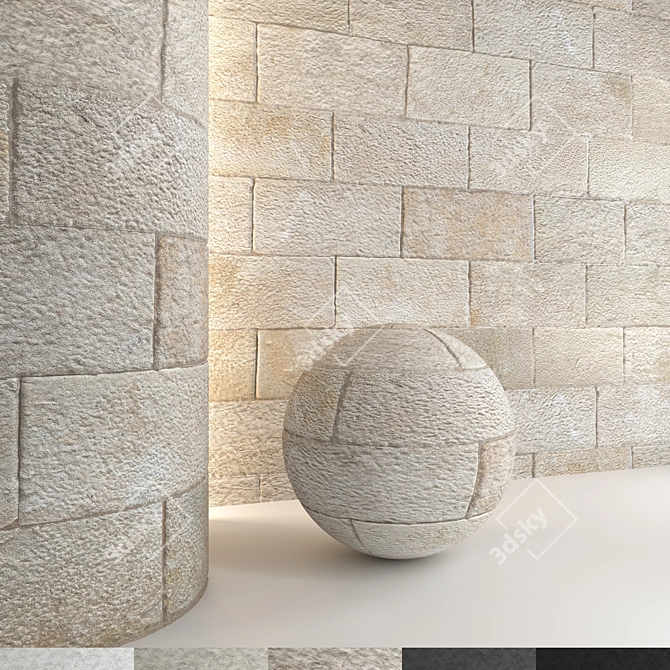 Stone Wall 3D Model Pack 3D model image 1