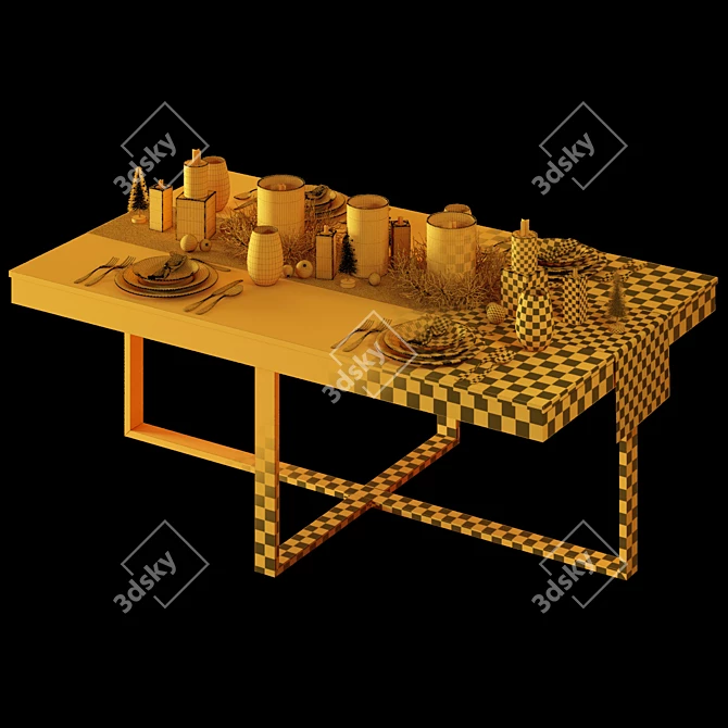 Elegant New Year Dining Set 3D model image 3