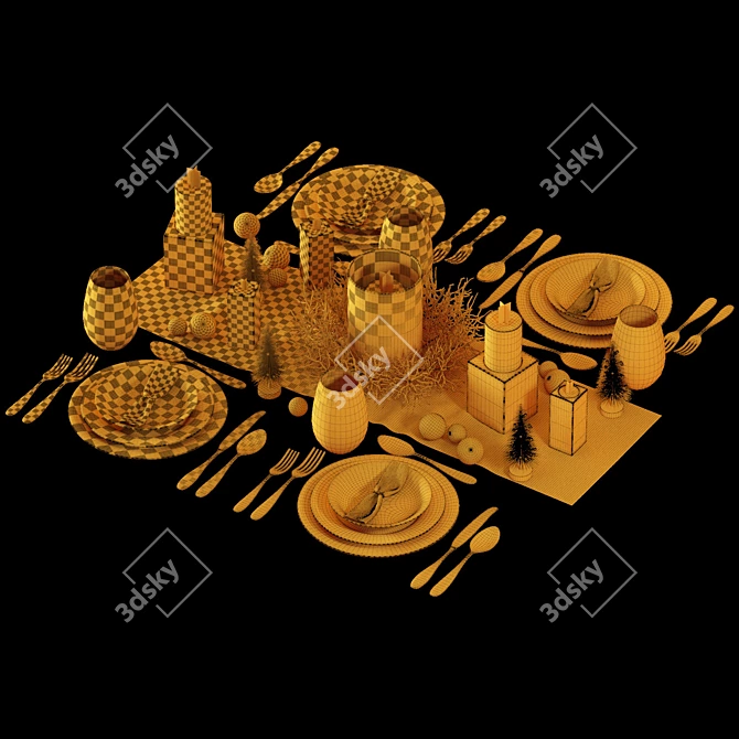 Elegant New Year Dining Set 3D model image 6