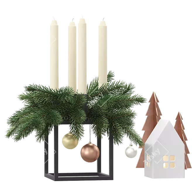 Advent Decor Set: Kubus Candleholder 3D model image 1