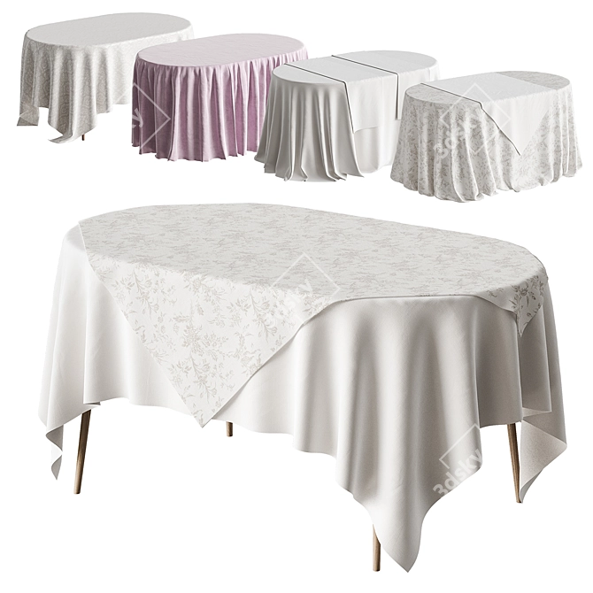 Oval Tablecloth, Various Draping Styles 3D model image 1