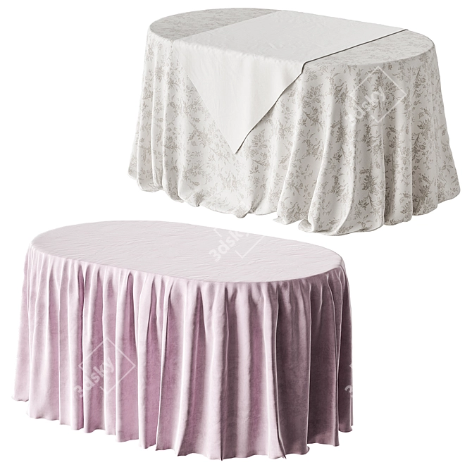 Oval Tablecloth, Various Draping Styles 3D model image 2