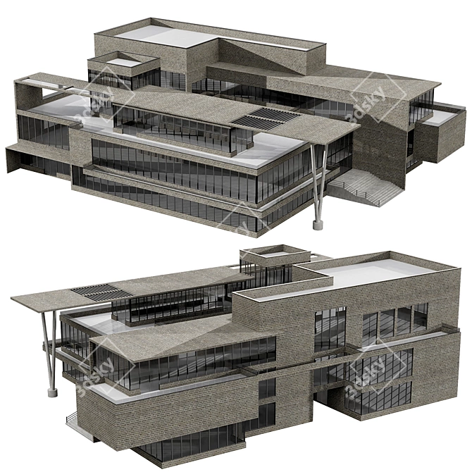 Detailed Residential Building VRAY FBX 3D model image 1