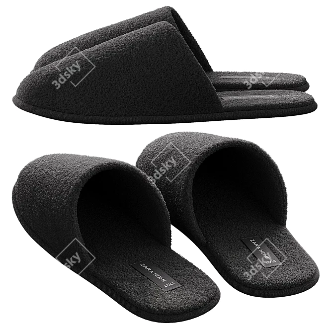 Plush Bathroom Slippers Zara Home 3D model image 2