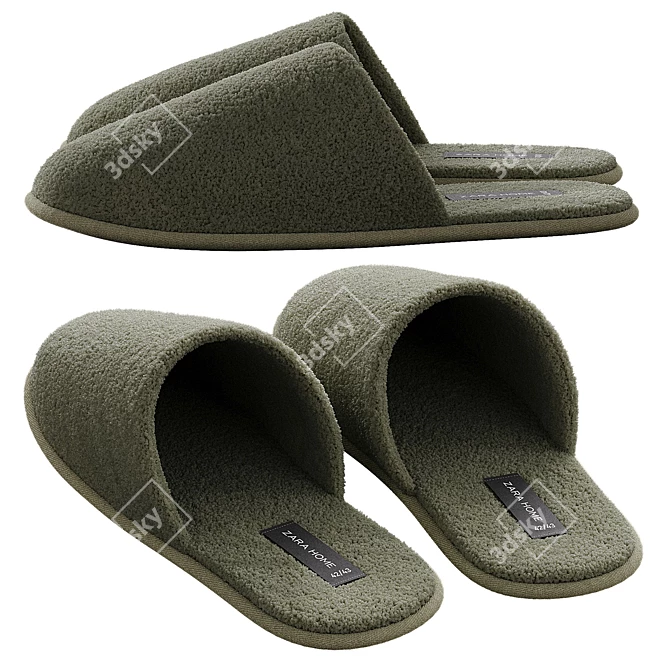 Plush Bathroom Slippers Zara Home 3D model image 4