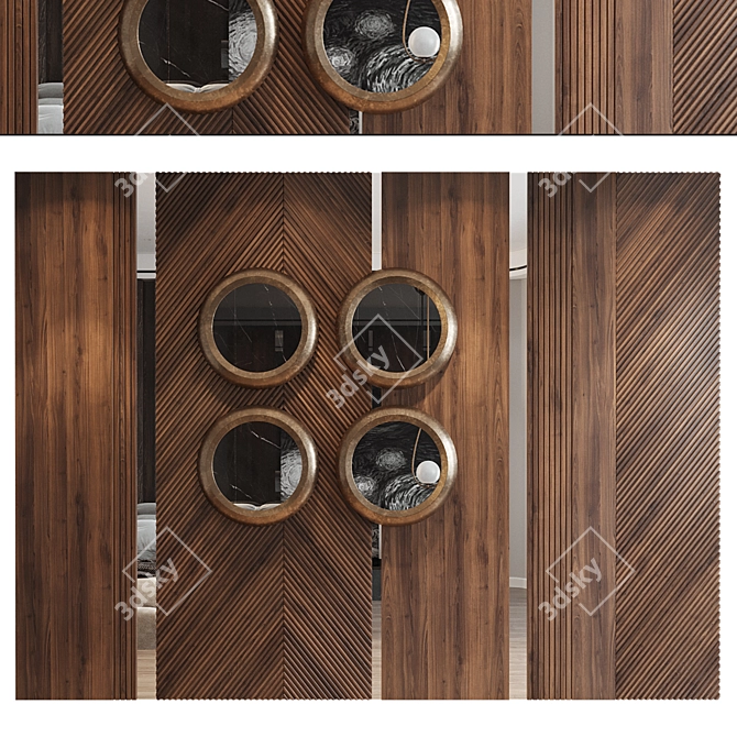 Natural Wood Wall Panel 3D 3D model image 1