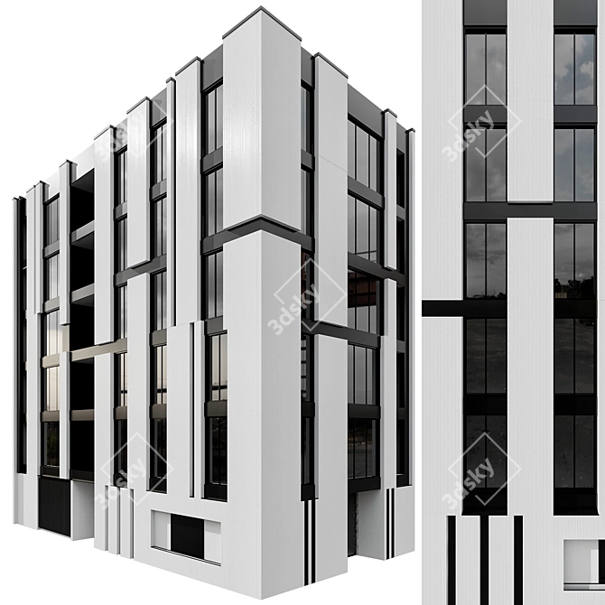  Modern Residential Building Model 3D model image 1