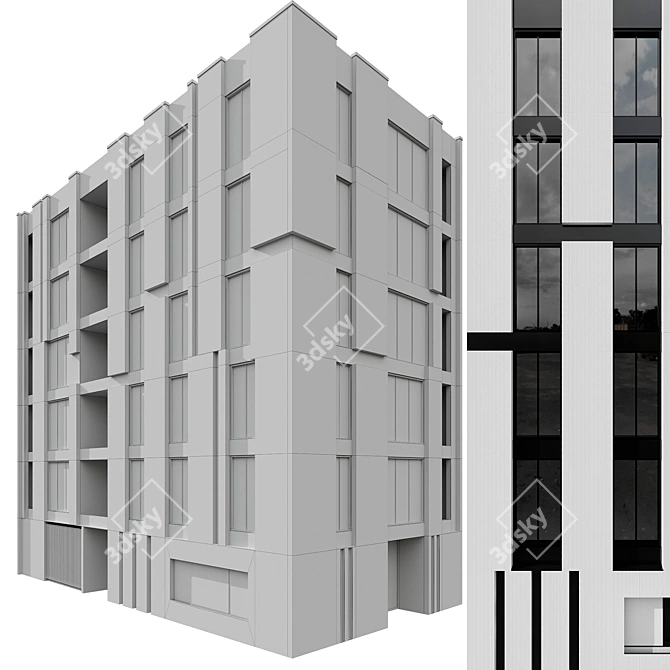  Modern Residential Building Model 3D model image 5