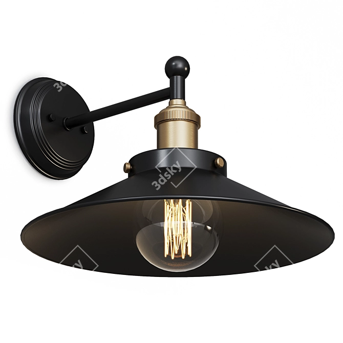 Industrial Modern Metal Glass Sconce 3D model image 2