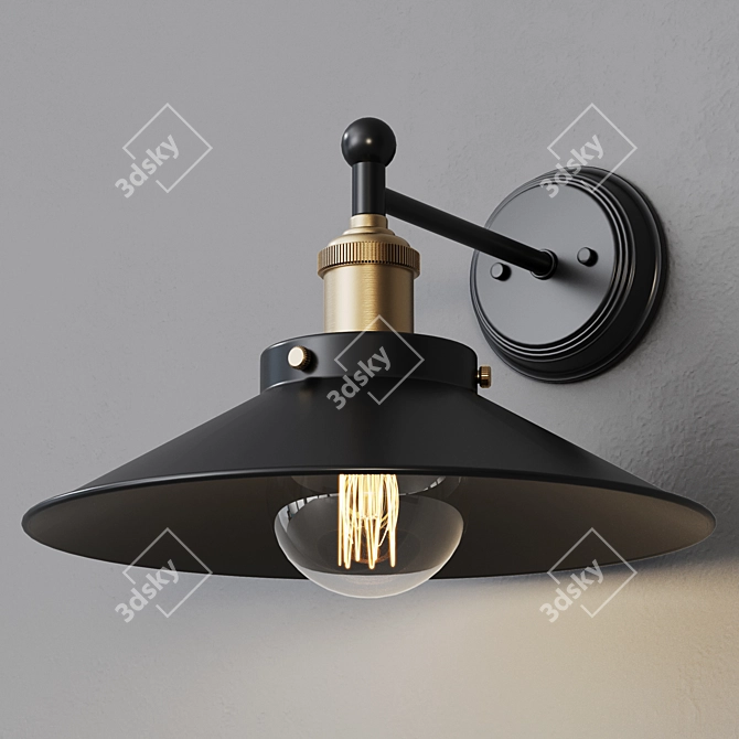 Industrial Modern Metal Glass Sconce 3D model image 6