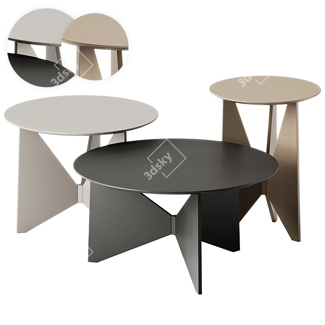 Modern Round Coffee Tables Set 3D model image 1