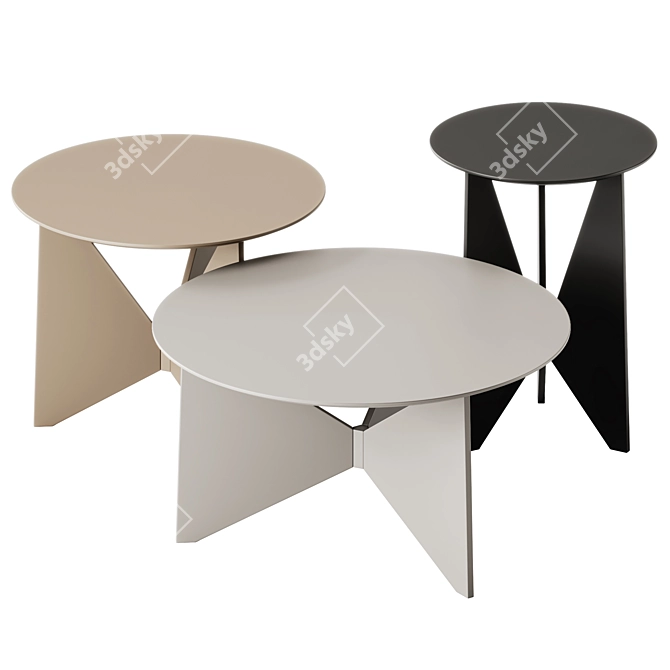 Modern Round Coffee Tables Set 3D model image 2