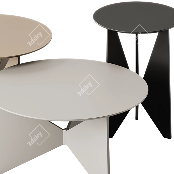 Modern Round Coffee Tables Set 3D model image 4