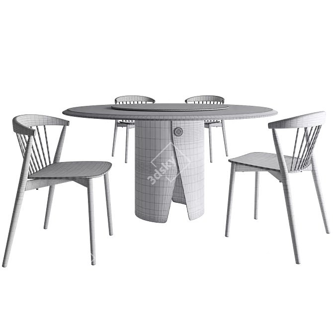 Italian Design Table & Chair 3D model image 3