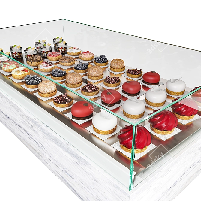 Dessert Showcase with Cake Models 3D model image 3