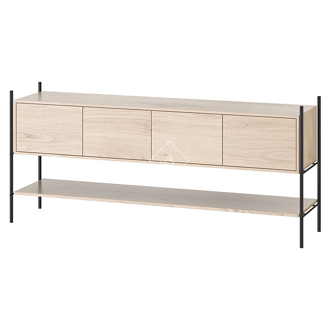 Modern Steel Sideboard with Veneer 3D model image 1