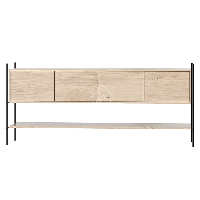 Modern Steel Sideboard with Veneer 3D model image 2