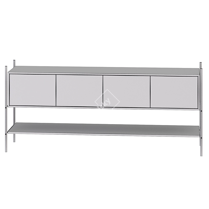 Modern Steel Sideboard with Veneer 3D model image 3