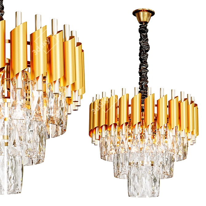 Regal Crystal Chandelier Gold Silver 3D model image 1