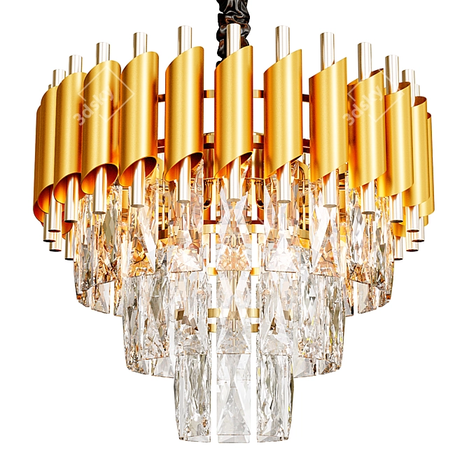 Regal Crystal Chandelier Gold Silver 3D model image 2