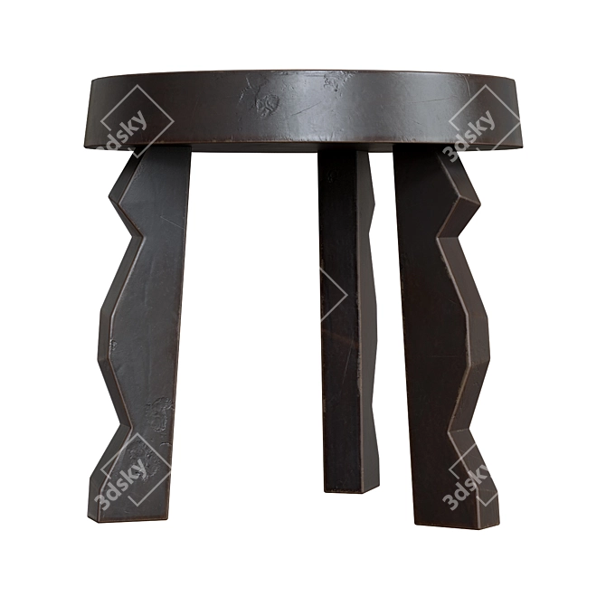 Solid Mango Wood Stool 3D model image 2