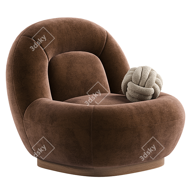 Modern Linen Lounge Chair Walnut 3D model image 10