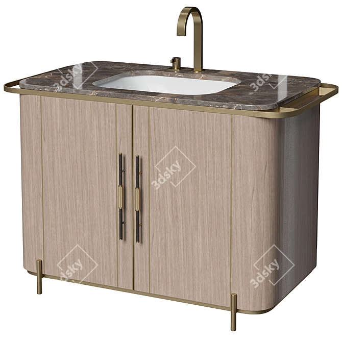 Glossy Veneer Stone Vanity: Bondi 3D model image 1