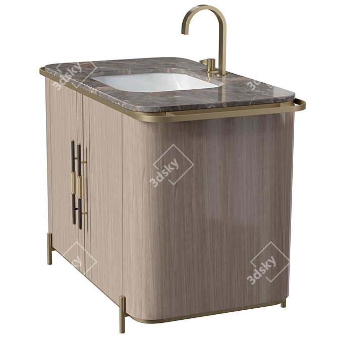 Glossy Veneer Stone Vanity: Bondi 3D model image 2