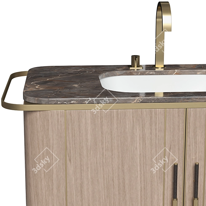 Glossy Veneer Stone Vanity: Bondi 3D model image 5