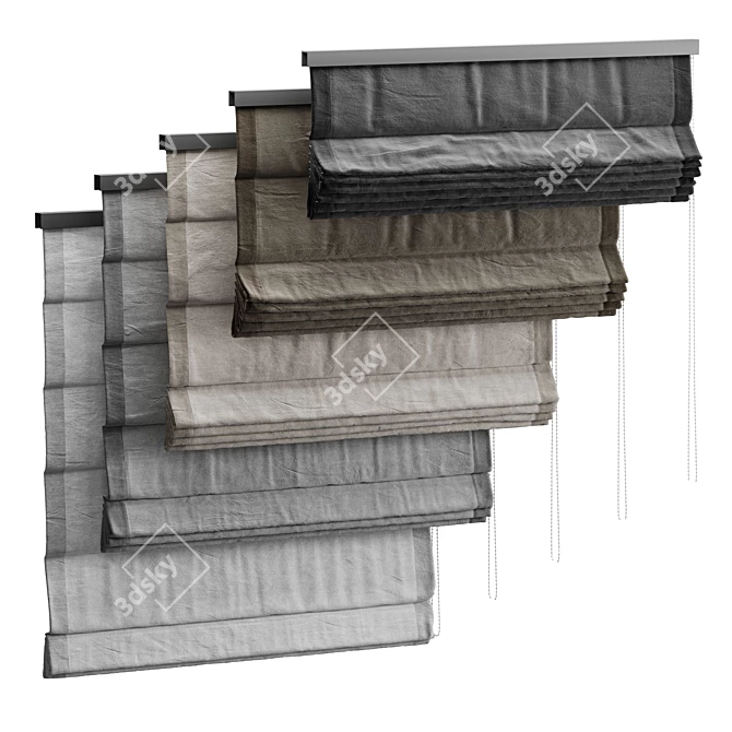 Adjustable Roman Shade, Custom Colors 3D model image 2