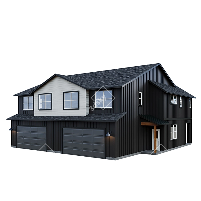 Modern Low Poly American House 3D model image 4