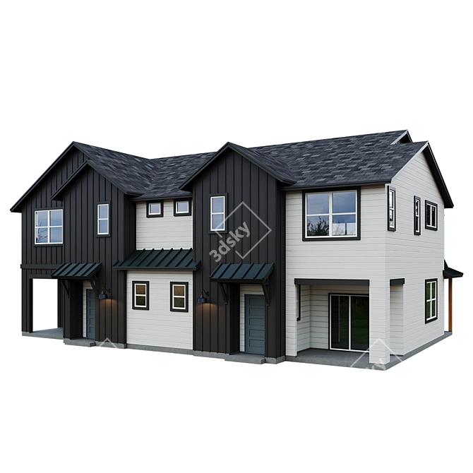 Modern Low Poly American House 3D model image 9