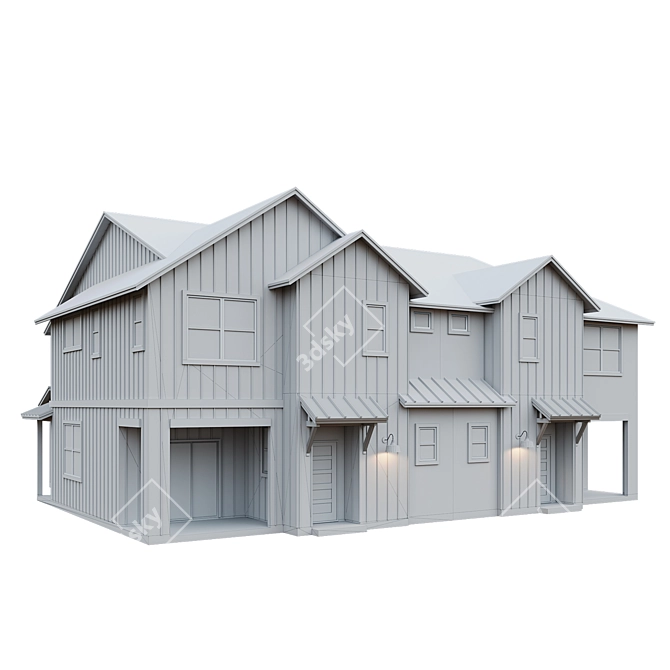 Modern Low Poly American House 3D model image 13