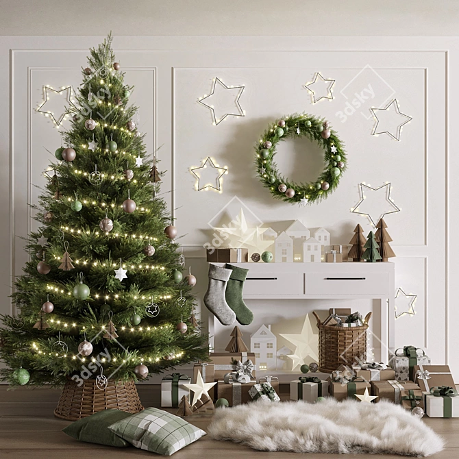 Festive Christmas Decor Set 01 3D model image 1