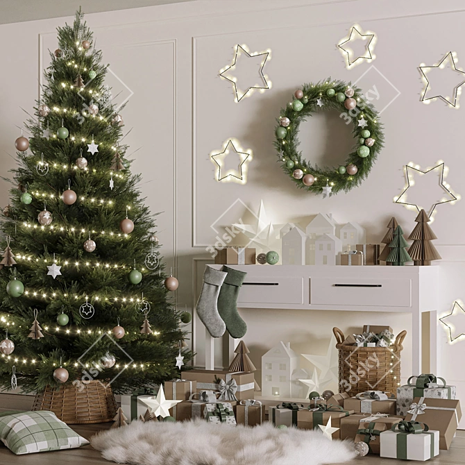 Festive Christmas Decor Set 01 3D model image 2