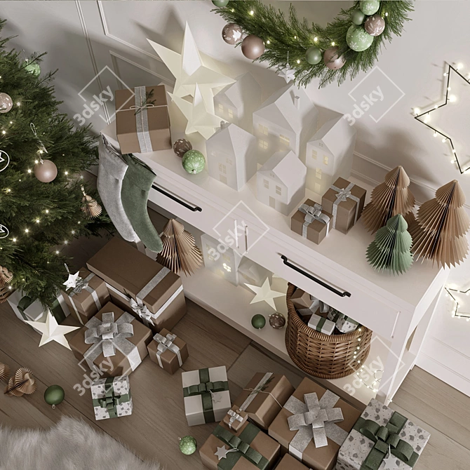 Festive Christmas Decor Set 01 3D model image 4