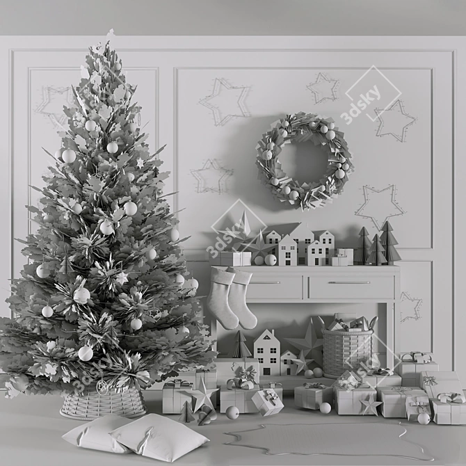 Festive Christmas Decor Set 01 3D model image 7