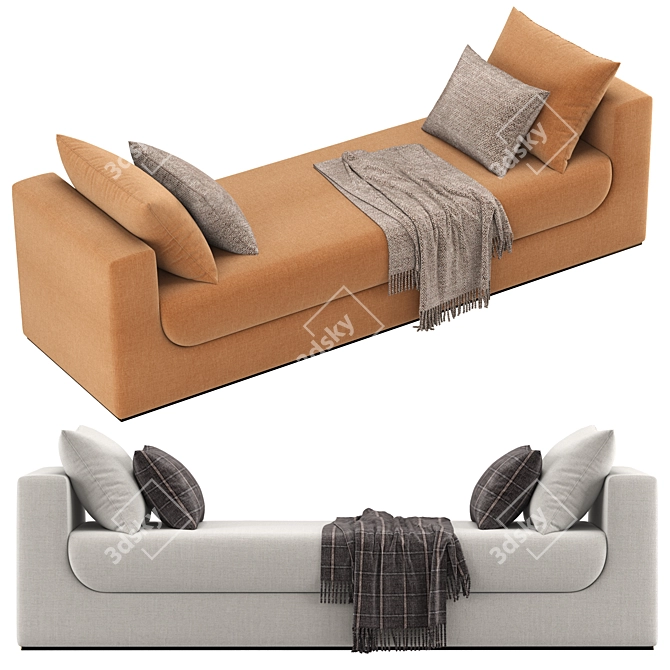 Elegant Sculptural Seating Bench 3D model image 2