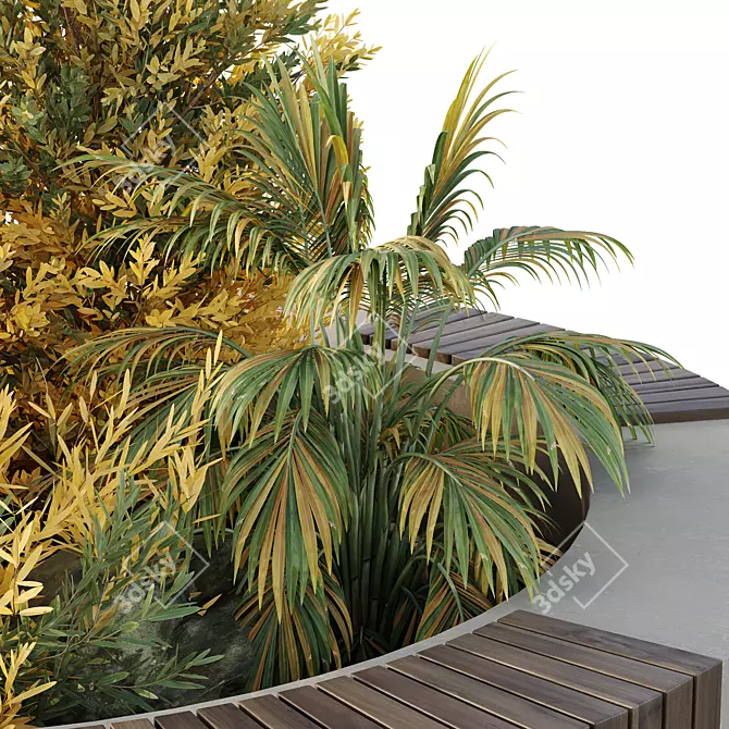 Urban Plant Bench Set 3D 3D model image 4