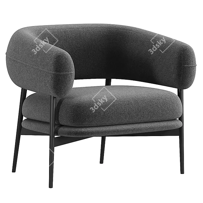 Modern Leather Lounge Chair Zanotta 3D model image 3