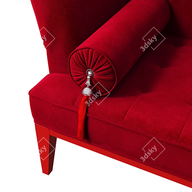 Elegant Red Velvet Chaise Longue 3D model image 4