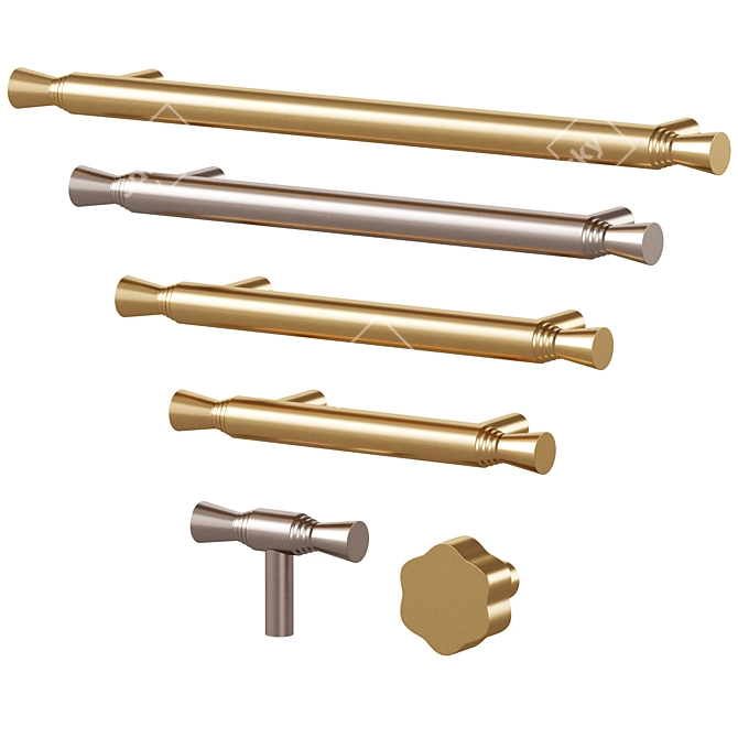 Elegant DUKE Brass Meraki Handles 3D model image 1