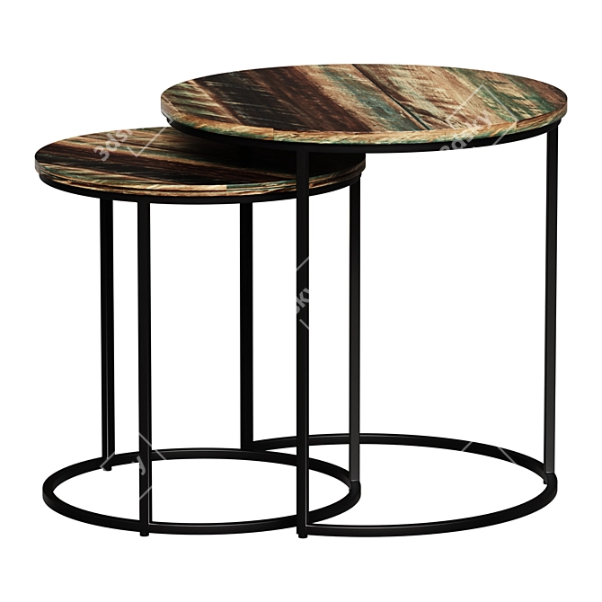 Round Wooden "Indu" Coffee Table 3D model image 1