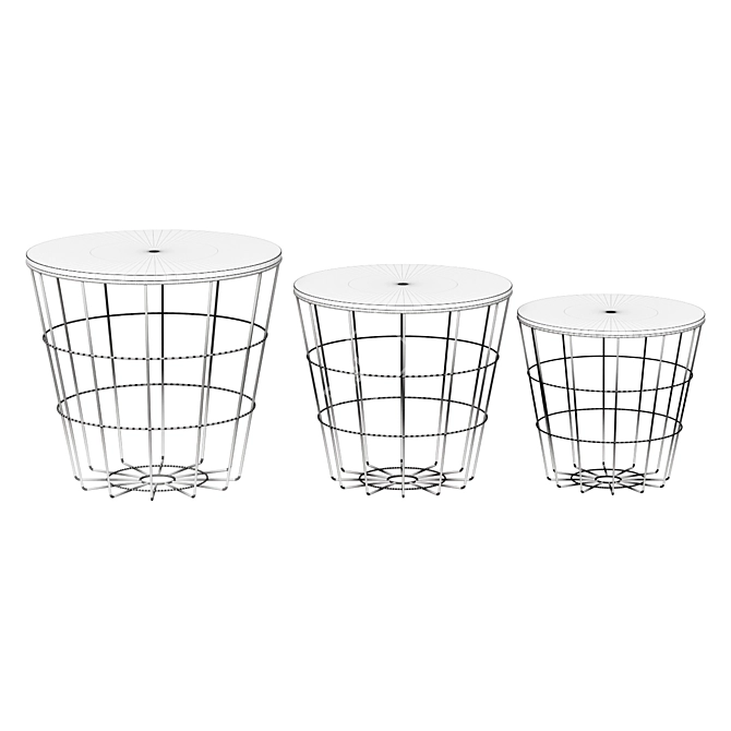 Brown Basket Coffee Table Set 3D model image 2